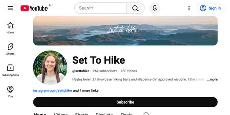 Set To Hike YouTube channel screenshot