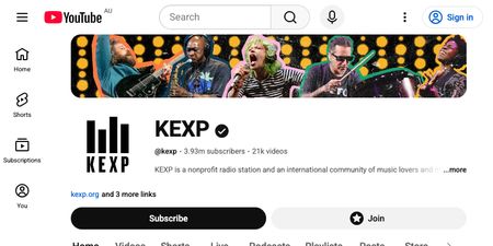 KEXP YouTube channel screenshot