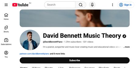 David Bennett Music Theory YouTube channel screenshot