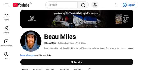 Beau Miles YouTube channel screenshot