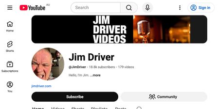 Jim Driver YouTube channel screenshot