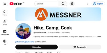 Paul Messner (HikeCampCook) YouTube channel screenshot