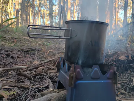 Cooking on the twig stove