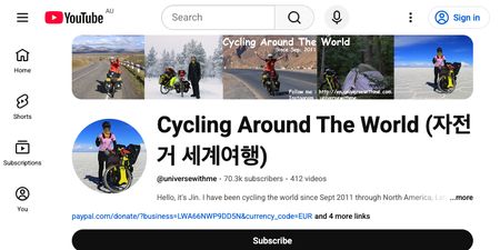 Cycling Around the World YouTube channel screenshot